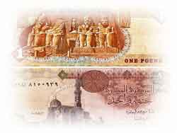 No Egito, libras egípcias pagos